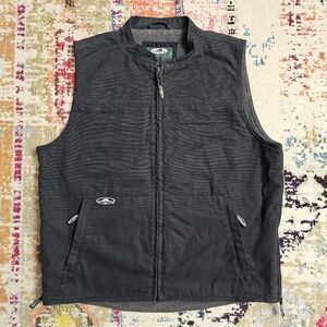 Arborwear Vest Mens Size Large Black Canvas Sherpa Fleece Lined Zip Arborist